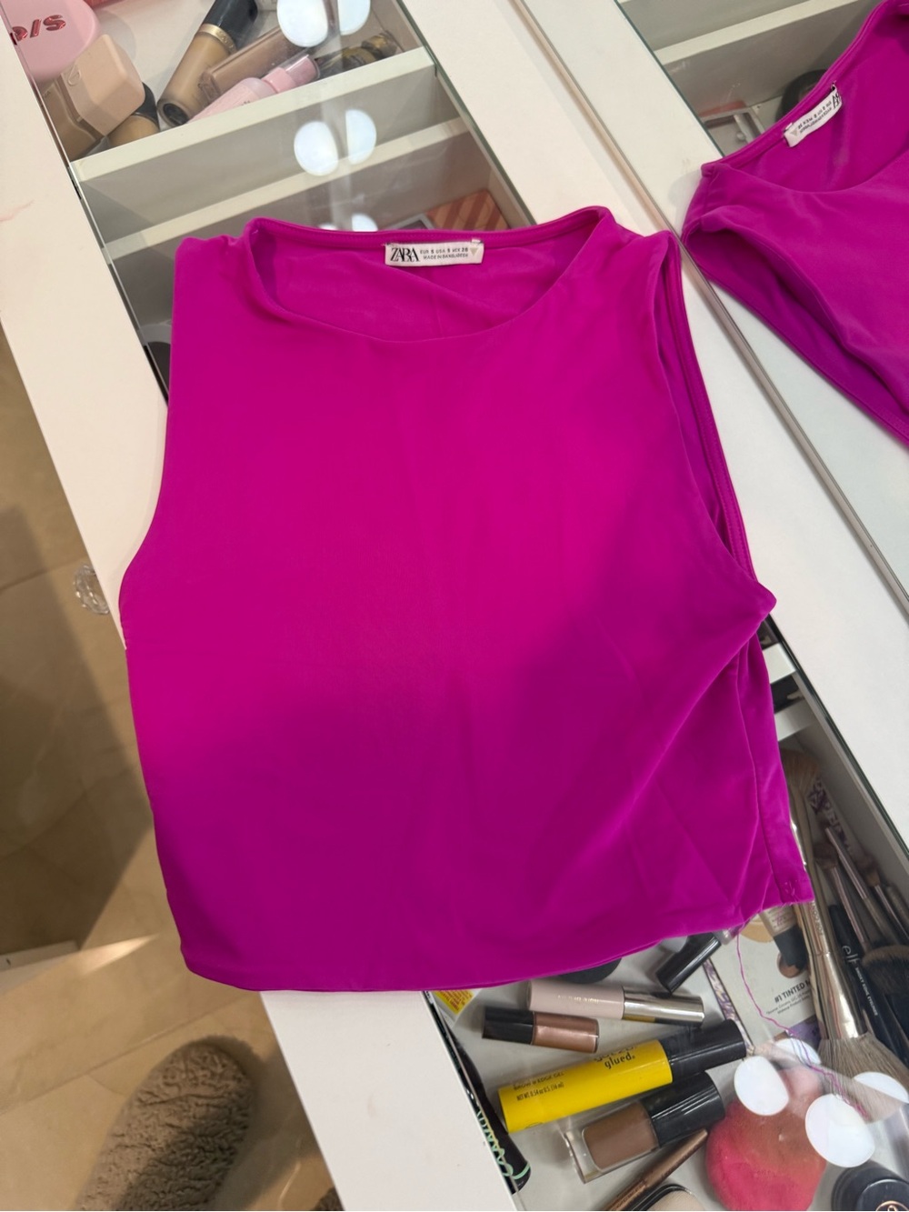 Zara Bright Fuchsia Sleeveless Crop Tank